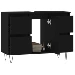 vidaXL Dulap pentru baie, negru, 80x33x60 cm, lemn compozit vidaXL Dulap pentru baie, negru, 80x33x60 cm, lemn compozit