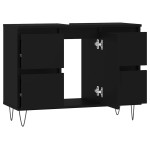 vidaXL Dulap pentru baie, negru, 80x33x60 cm, lemn compozit vidaXL Dulap pentru baie, negru, 80x33x60 cm, lemn compozit
