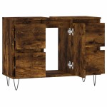 vidaXL Dulap pentru baie, stejar fumuriu, 80x33x60 cm, lemn compozit vidaXL Dulap pentru baie, stejar fumuriu, 80x33x60 cm, lemn compozit