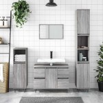 vidaXL Dulap pentru baie, gri sonoma, 80x33x60 cm, lemn compozit vidaXL Dulap pentru baie, gri sonoma, 80x33x60 cm, lemn compozit