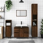 vidaXL Dulap pentru baie, stejar maro, 80x33x60 cm, lemn compozit vidaXL Dulap pentru baie, stejar maro, 80x33x60 cm, lemn compozit