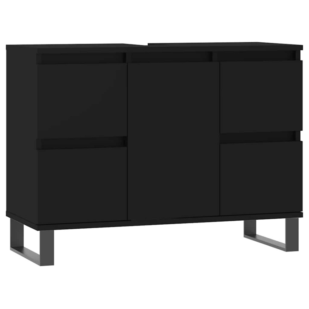 vidaXL Dulap pentru baie, negru, 80x33x60 cm, lemn compozit