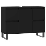 vidaXL Dulap pentru baie, negru, 80x33x60 cm, lemn compozit vidaXL Dulap pentru baie, negru, 80x33x60 cm, lemn compozit
