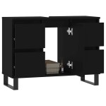 vidaXL Dulap pentru baie, negru, 80x33x60 cm, lemn compozit vidaXL Dulap pentru baie, negru, 80x33x60 cm, lemn compozit