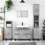 vidaXL Dulap pentru baie, gri beton, 80x33x60 cm, lemn compozit vidaXL Dulap pentru baie, gri beton, 80x33x60 cm, lemn compozit