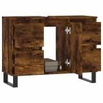 vidaXL Dulap pentru baie, stejar fumuriu, 80x33x60 cm, lemn compozit vidaXL Dulap pentru baie, stejar fumuriu, 80x33x60 cm, lemn compozit