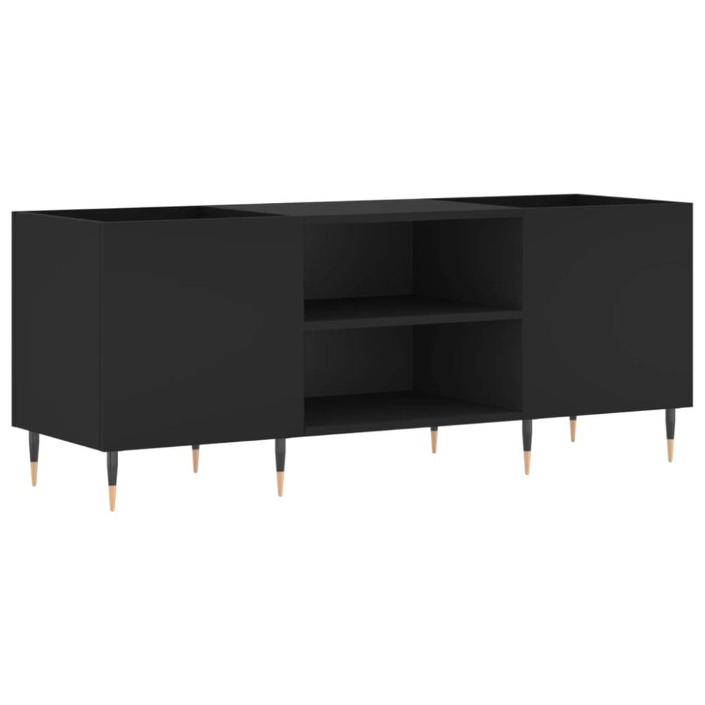 vidaXL Comodă discuri, negru, 121x38x48 cm, lemn prelucrat