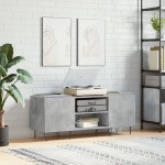 vidaXL Dulap pentru discuri gri beton, 121x38x48 cm, lemn prelucrat