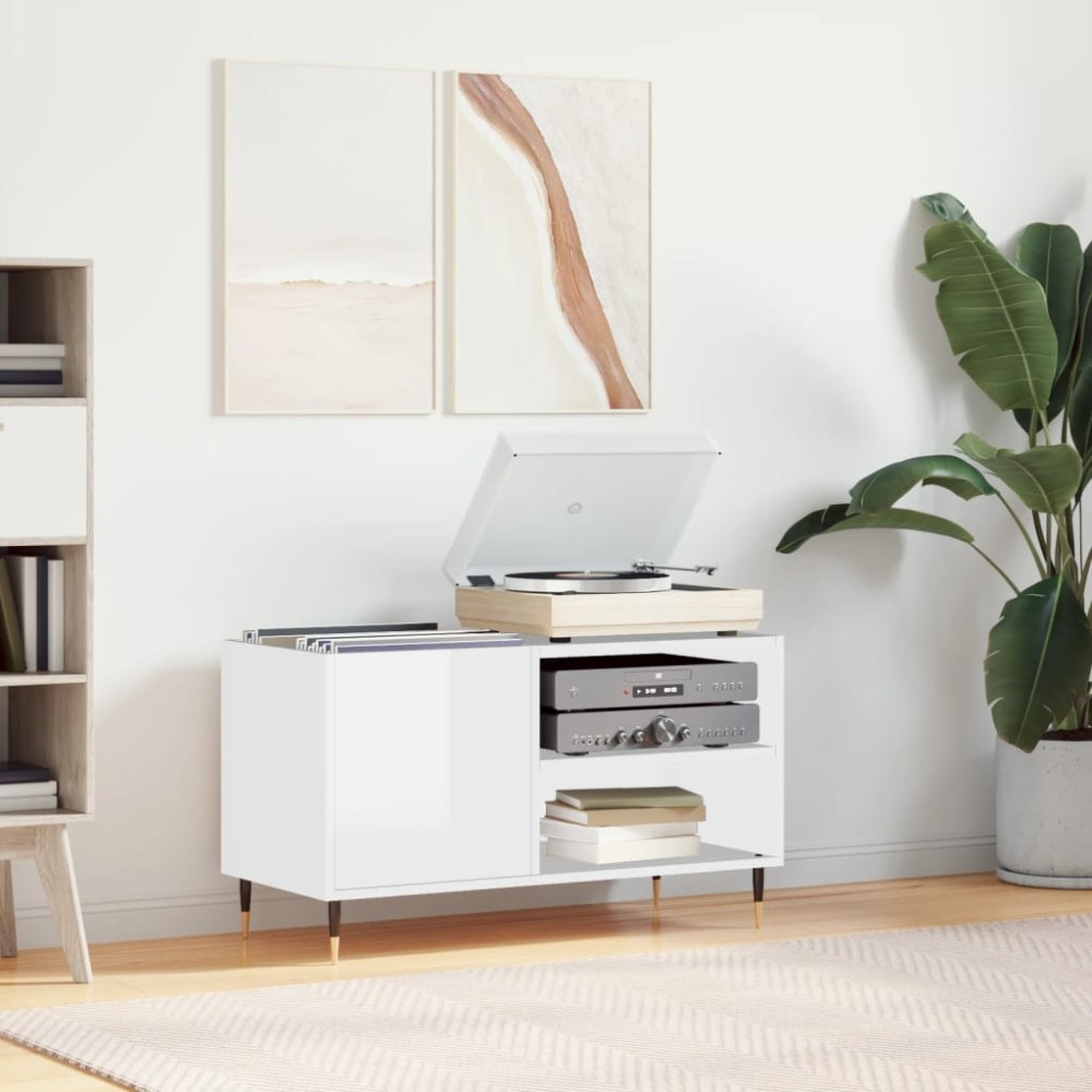 vidaXL Dulapuri pentru discuri alb lucios 85x38x48 cm lemn prelucrat
