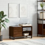 vidaXL Dulap pentru discuri stejar maro, 85x38x48 cm, lemn prelucrat