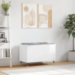 vidaXL Dulap pt discuri, alb extralucios 74,5x38x48 cm lemn prelucrat vidaXL Dulap pt discuri, alb extralucios 74,5x38x48 cm lemn prelucrat