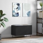 vidaXL Dulap pentru discuri, negru, 74,5x38x48 cm, lemn prelucrat vidaXL Dulap pentru discuri, negru, 74,5x38x48 cm, lemn prelucrat
