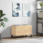 vidaXL Dulap pentru discuri stejar sonoma 74,5x38x48 cm lemn prelucrat vidaXL Dulap pentru discuri stejar sonoma 74,5x38x48 cm lemn prelucrat