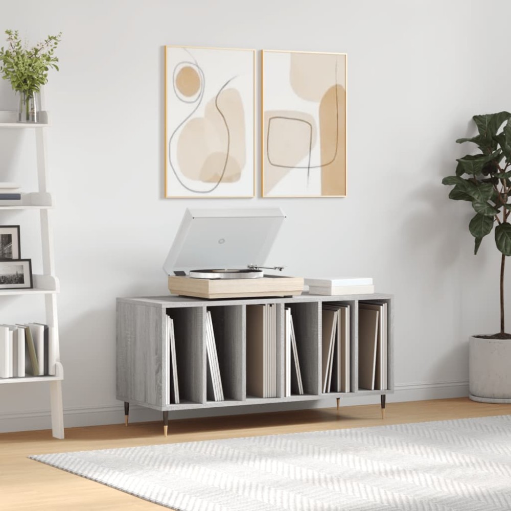 vidaXL Dulap pentru discuri gri sonoma, 100x38x48 cm, lemn prelucrat