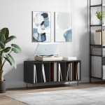 vidaXL Comodă discuri, negru, 100x38x48 cm, lemn prelucrat vidaXL Comodă discuri, negru, 100x38x48 cm, lemn prelucrat