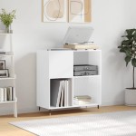 vidaXL Dulap de discuri alb extralucios 84,5x38x89 cm lemn compozit vidaXL Dulap de discuri alb extralucios 84,5x38x89 cm lemn compozit