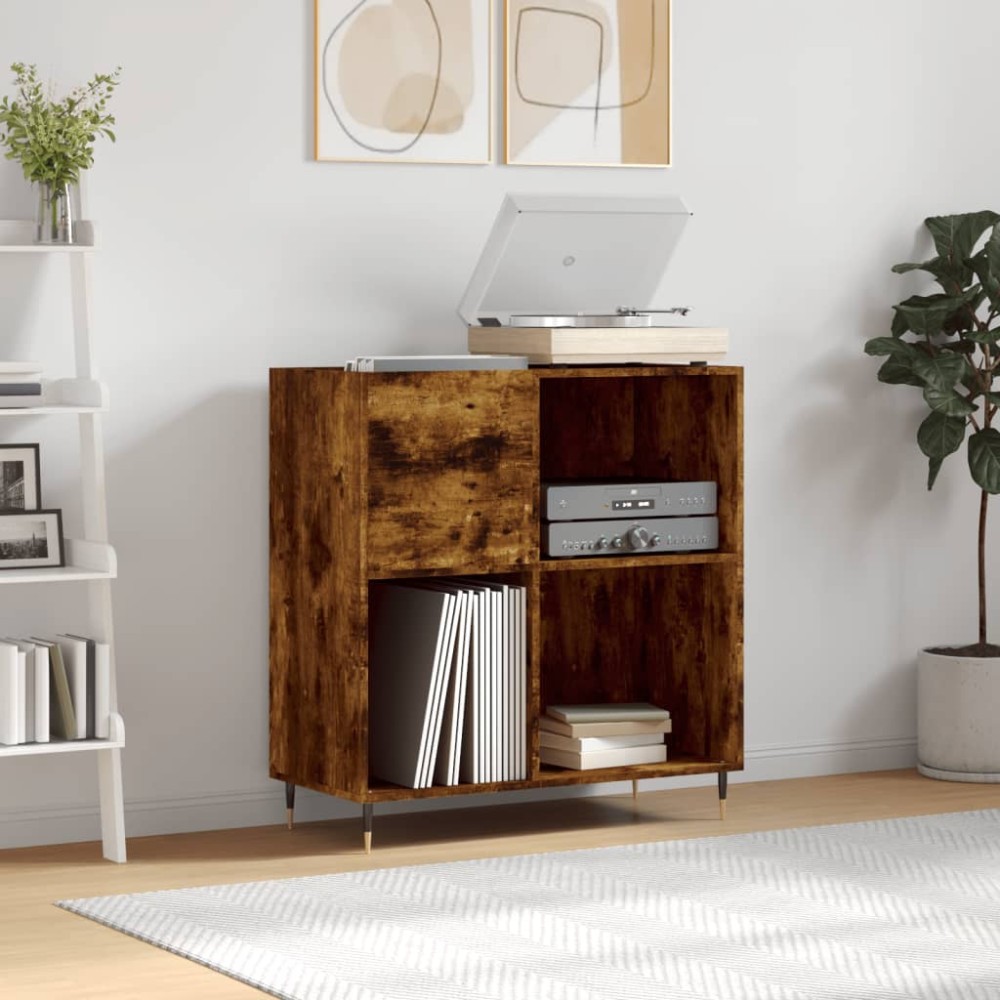vidaXL Dulap pentru discuri stejar fumuriu 84,5x38x89 cm lemn compozit