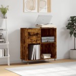 vidaXL Dulap pentru discuri stejar fumuriu 84,5x38x89 cm lemn compozit vidaXL Dulap pentru discuri stejar fumuriu 84,5x38x89 cm lemn compozit