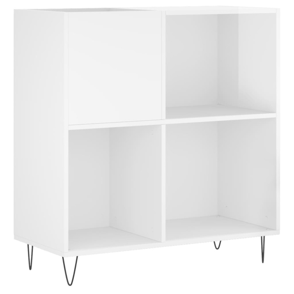 vidaXL Dulap de discuri alb extralucios 84,5x38x89 cm lemn compozit
