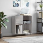 vidaXL Dulap pentru discuri gri sonoma 84,5x38x89 cm lemn compozit vidaXL Dulap pentru discuri gri sonoma 84,5x38x89 cm lemn compozit