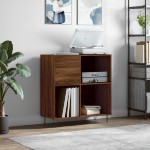 vidaXL Dulap pentru discuri stejar maro 84,5x38x89 cm lemn compozit vidaXL Dulap pentru discuri stejar maro 84,5x38x89 cm lemn compozit
