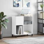 vidaXL Dulap pentru discuri, alb, 84,5x38x89 cm, lemn compozit