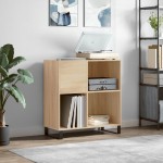 vidaXL Dulap pentru discuri stejar sonoma 84,5x38x89 cm lemn compozit vidaXL Dulap pentru discuri stejar sonoma 84,5x38x89 cm lemn compozit