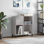 vidaXL Dulap pentru discuri gri sonoma 84,5x38x89 cm lemn compozit vidaXL Dulap pentru discuri gri sonoma 84,5x38x89 cm lemn compozit