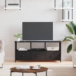 vidaXL Comodă TV, negru, 102x33x45 cm, lemn prelucrat & fier
