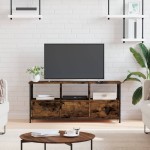 vidaXL Comodă TV, stejar afumat, 102x33x45 cm, lemn prelucrat & fier vidaXL Comodă TV, stejar afumat, 102x33x45 cm, lemn prelucrat & fier