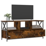 vidaXL Comodă TV, stejar afumat, 102x33x45 cm, lemn prelucrat & fier vidaXL Comodă TV, stejar afumat, 102x33x45 cm, lemn prelucrat & fier