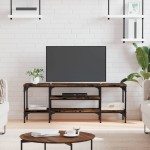 vidaXL Comodă TV, stejar afumat, 121x35x45 cm, lemn prelucrat & fier vidaXL Comodă TV, stejar afumat, 121x35x45 cm, lemn prelucrat & fier