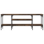 vidaXL Comodă TV, stejar afumat, 121x35x45 cm, lemn prelucrat & fier vidaXL Comodă TV, stejar afumat, 121x35x45 cm, lemn prelucrat & fier