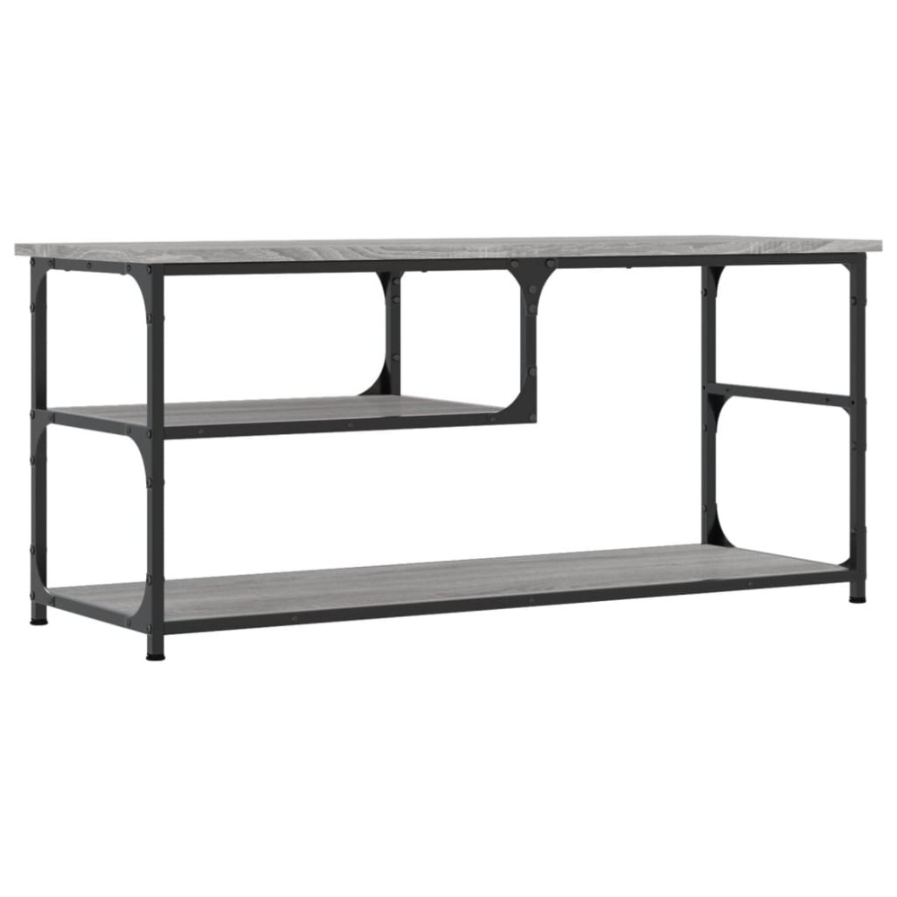 vidaXL Comodă TV, gri sonoma, 103x38x46,5 cm, lemn prelucrat și oțel