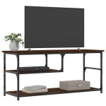vidaXL Comodă TV, stejar maro, 103x38x46,5 cm, lemn prelucrat și oțel