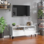 vidaXL Comodă TV, alb extralucios, 100x34,5x44,5 cm, lemn prelucrat