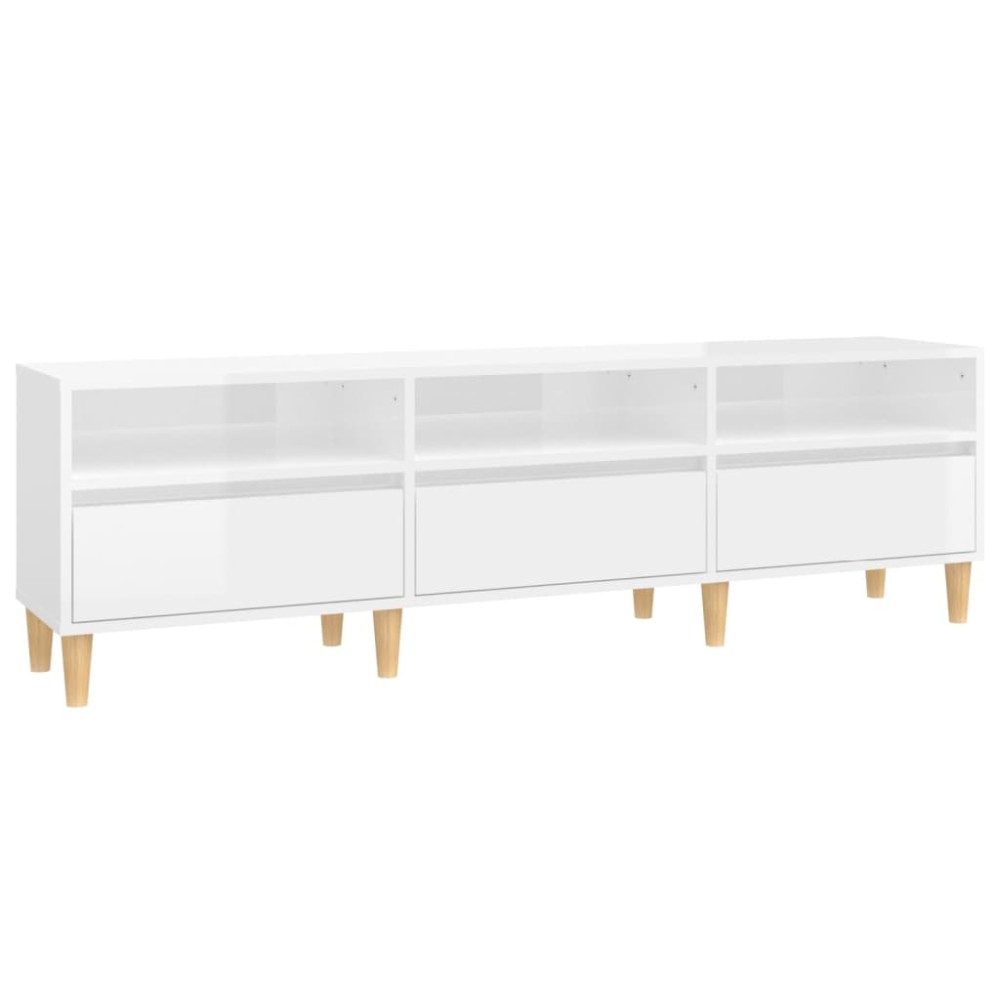 vidaXL Comodă TV, alb extralucios, 150x30x44,5 cm, lemn prelucrat