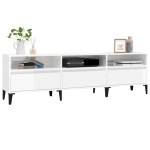vidaXL Comodă TV, alb extralucios, 150x30x44,5 cm, lemn prelucrat