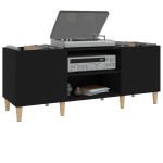 vidaXL Comodă discuri, negru, 121x38x48 cm, lemn prelucrat vidaXL Comodă discuri, negru, 121x38x48 cm, lemn prelucrat
