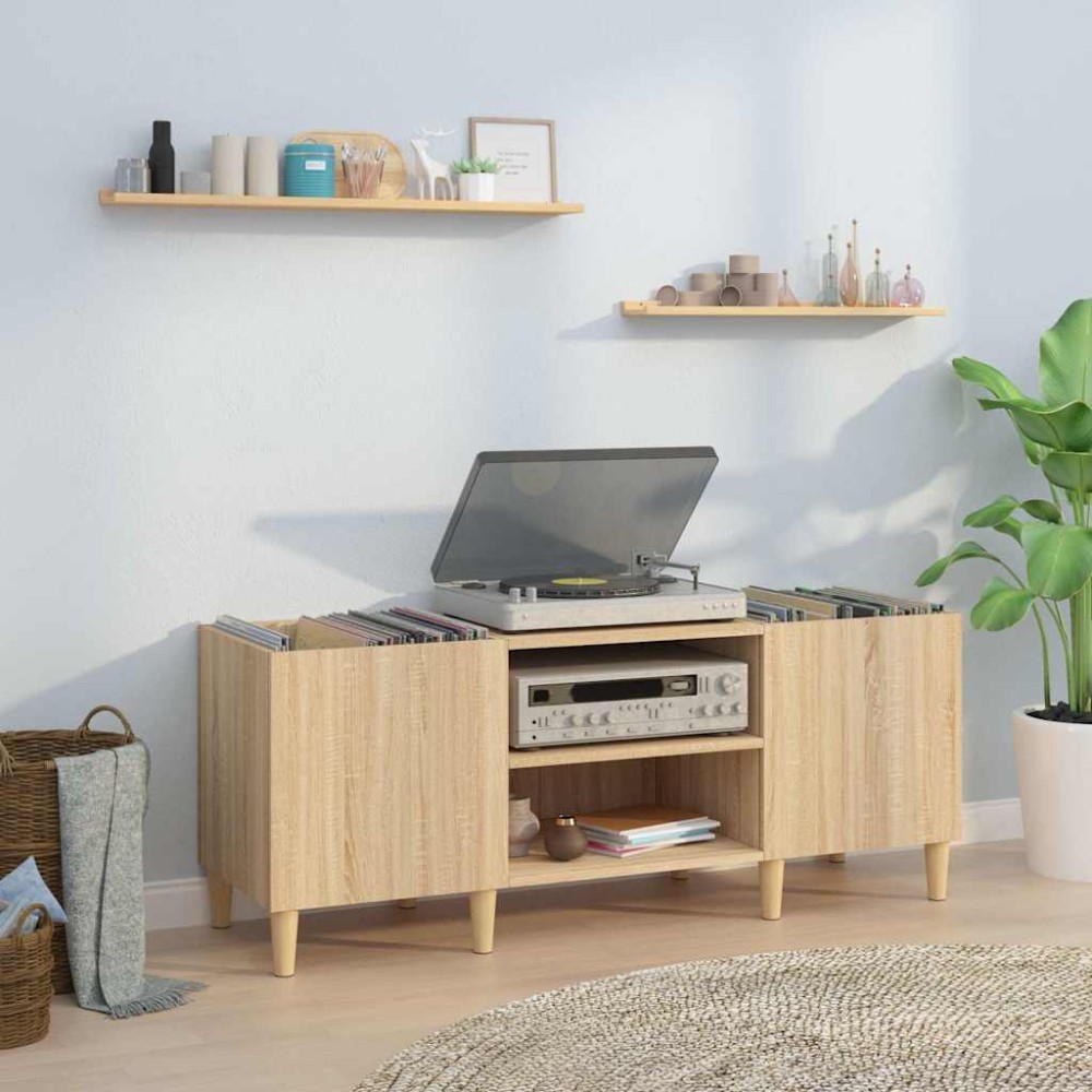 vidaXL Dulap pentru discuri stejar sonoma 121x38x48 cm, lemn prelucrat