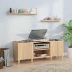 vidaXL Dulap pentru discuri stejar sonoma 121x38x48 cm, lemn prelucrat