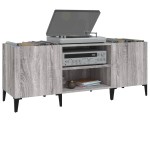 vidaXL Dulap pentru discuri gri sonoma, 121x38x48 cm, lemn prelucrat