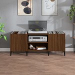 vidaXL Dulap pentru discuri stejar maro, 121x38x48 cm, lemn prelucrat vidaXL Dulap pentru discuri stejar maro, 121x38x48 cm, lemn prelucrat