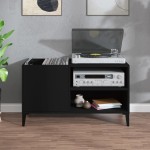 vidaXL Dulap pentru discuri, negru, 84,5x38x48 cm, lemn prelucrat vidaXL Dulap pentru discuri, negru, 84,5x38x48 cm, lemn prelucrat
