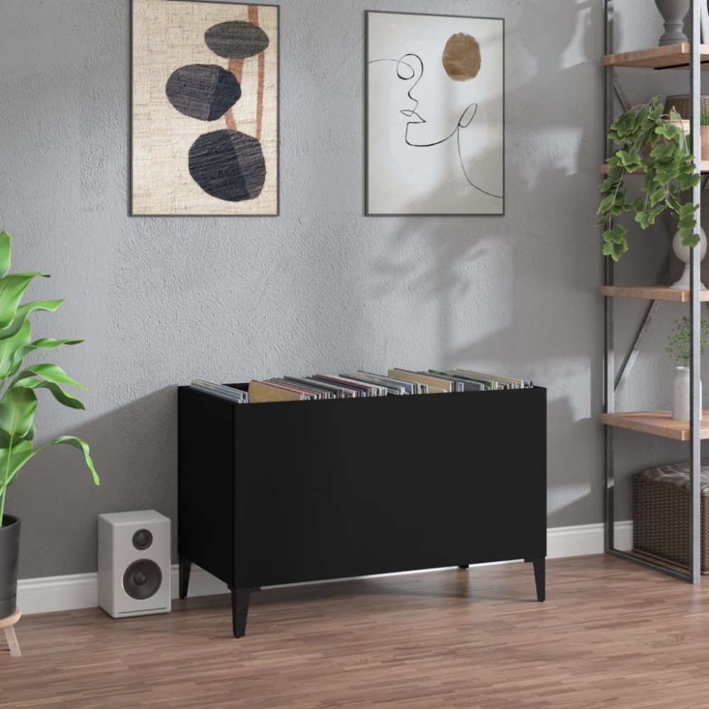 vidaXL Dulap pentru discuri, negru, 74,5x38x48 cm, lemn prelucrat