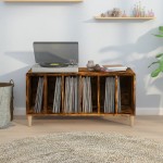 vidaXL Dulap pentru discuri stejar fumuriu 100x38x48 cm lemn compozit vidaXL Dulap pentru discuri stejar fumuriu 100x38x48 cm lemn compozit