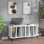 vidaXL Comodă discuri, alb, 100x38x48 cm, lemn prelucrat vidaXL Comodă discuri, alb, 100x38x48 cm, lemn prelucrat