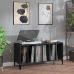 vidaXL Comodă discuri, negru, 100x38x48 cm, lemn prelucrat vidaXL Comodă discuri, negru, 100x38x48 cm, lemn prelucrat