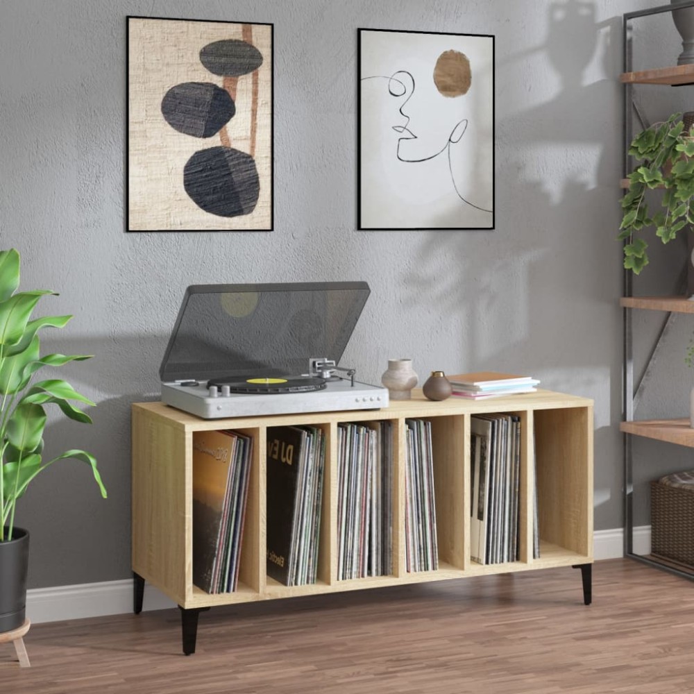 vidaXL Dulap pentru discuri stejar sonoma 100x38x48 cm, lemn prelucrat