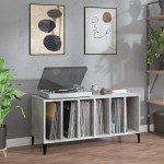 vidaXL Dulap pentru discuri gri beton, 100x38x48 cm, lemn prelucrat vidaXL Dulap pentru discuri gri beton, 100x38x48 cm, lemn prelucrat